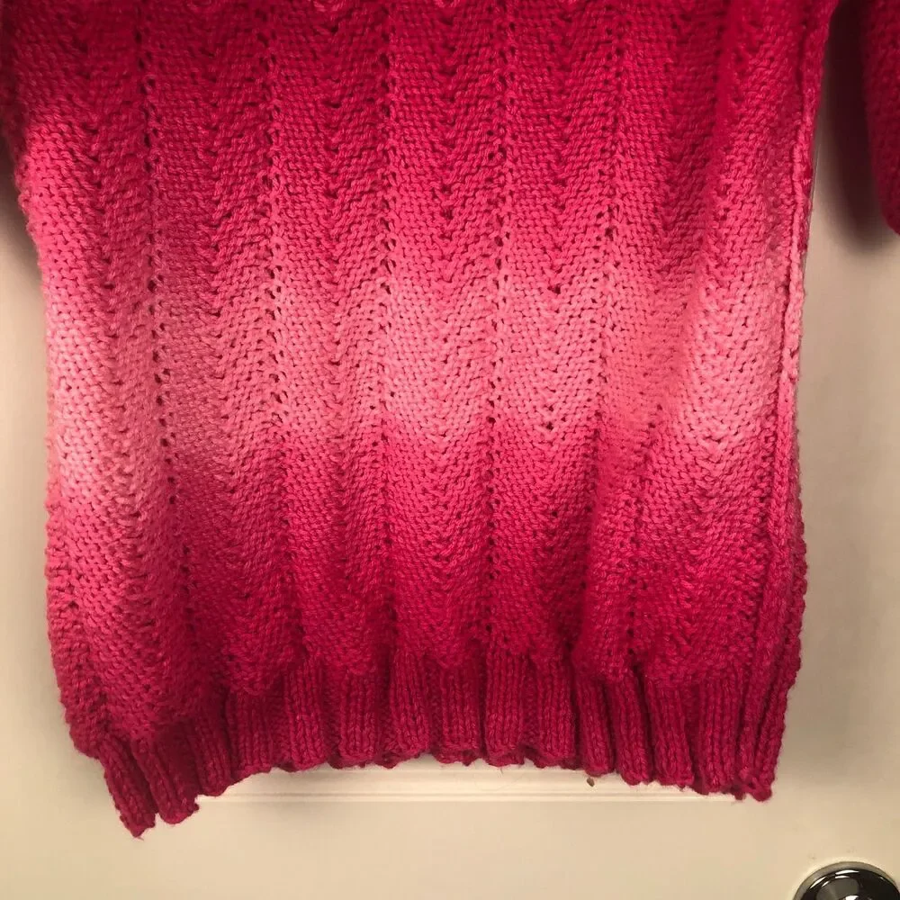 Hand Knitted Womens Sweater Pink Ombre Small Coquette Y2K Cottage Grandma Retro - Picture 5 of 8